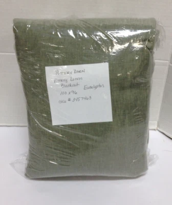 Pottery Barn Emery Linen BLACKOUT double Drape Curtain Panel 100x96 Eucalyptus - Image 1 of 2