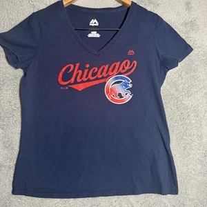Camiseta para mujer Chicago Cubs Majestic cuello en V talla mediana MLB - Imagen 1 de 10