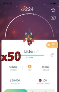 50x Litten Pokemon Bundle !! Good Chance of Lucky and Good IVs !! Go - Picture 1 of 1