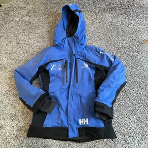 Helly Hansen Jacket Mens Small Hooded Parka Helly Tech Blue Mammoth Recco B1 - Picture 1 of 15