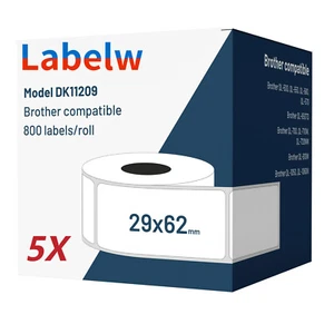 5x Label kompat. zu Brother DK11209 62 x 29 mm 800 Label +1x Wechselhalter - Bild 1 von 6