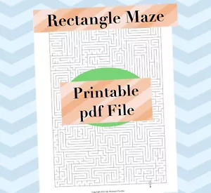 Handmade Printable Rectangle Maze Puzzle Game - Fun Brain Teaser PDF Download - Picture 1 of 6