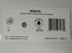 Delta In2ition 4-Spray Zwei-in-Eins Dusch-/Handbrauseköpfe, Mattschwarz, 58499-BL - Bild 1 von 1