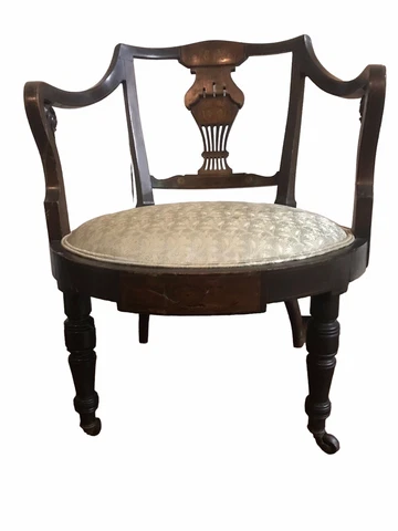 1910 Victorian Mahogany Antique Carved Chair Cover