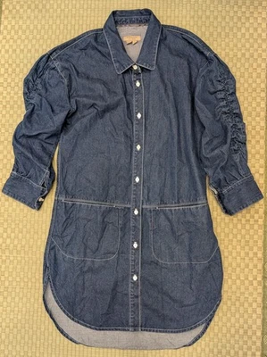 Burberry Button Down Denim High-Low Blue Jean Shirt Dress Size 4 Made in USA - Image 1 of 4