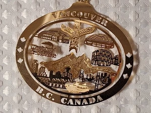 Vancouver B.C. Kanada Gold Messing hängend dünner Weihnachtsschmuck Souvenir - Bild 1 von 7