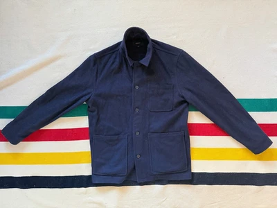 Quince Italian Wool Chore Jacket Men’s Large – Cadet Navy – Virgin Wool Workwear - Image 1 of 4