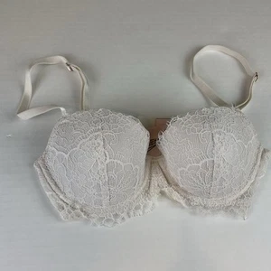 Victoria's Secret Dream Angels 32C White Lace Bra Lined Demi/Demi Double Underwr - Picture 1 of 6
