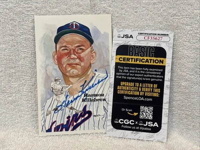 GORGEOUS Harmon Killebrew AUTO'D 1985 Perez-Steele Postcard Minnesota Twins, JSA - Image 1 of 4