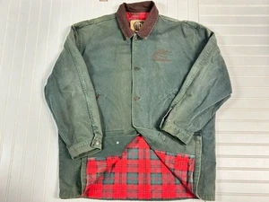 International Men’sDenim Flannel Lined Cotton Duck Chore Jacket Green Size Large - Picture 1 of 21
