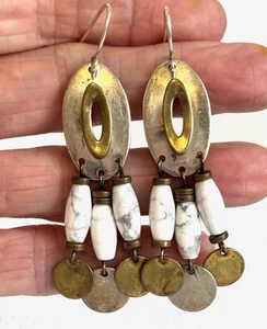 Robert Lee Morris RLM Sterling Silver & Brass & Magnesite Evolution Earrings - Picture 1 of 5