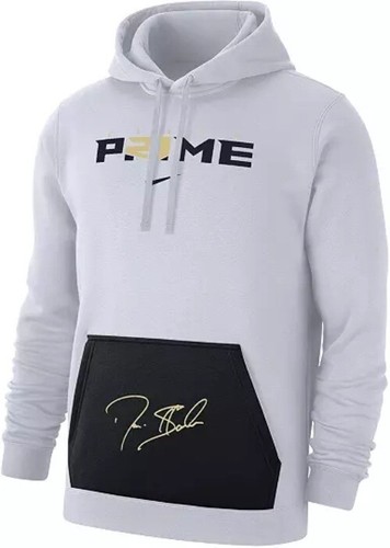 COACH Felpa con cappuccio Nike Prime 2.0 Club Fleece Logo Taglia XXL bianca pullover Dean Sanders nuova con etichette