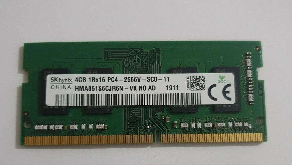 hynix 4GB 1x4GB 1Rx16 PC4 2666V HMA851S6CJR6N-VK DDR4 260Pin Dell Hp Laptop - Image 1 of 1