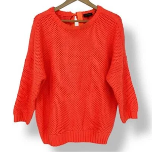 Ted Baker Netzpullover neonorange mit Fliege am Ausschnitt - Bild 1 von 10