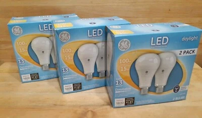 3: 2-pack: GE LONG LIFE / LOW ENERGY 100[15] WATT LED Bulbs A19 Daylight  #66133 - Image 1 of 4