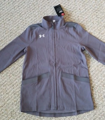Under Armour NOVO com Etiquetas Jovens Meninas Cinza Pré-jogo Jaqueta de Aquecimento Juvenil Tamanho M - Imagem 1 de 4