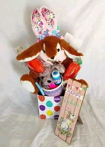 Hand Designed Childs Girls Activity Holiday Easter Gift Basket with Bunny Ears - Picture 1 of 5