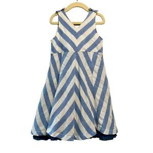 PINK CHICKEN Silver Striped Party Dress Girls 6 6Y Blue Peekaboo Petticoat Girl - Picture 1 of 10
