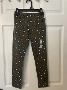 Carters kids girls leggings new size 10 olive green with blue and pink flowers - Picture 1 of 7