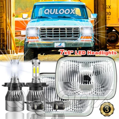 For Ford Aerostar Bronco F650 F750 Pair 7x6" LED Headlights Hi/Lo Beam DRL Lamp Foto 1 de 4