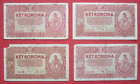 Orig. Banknoten (4 Stk.) 2 Kronen Zwei Kronen Ungarn Hungary Budapest 1920