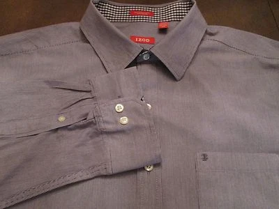 IZOD SLIM FIT SHIRT FINE PURPLE STRIPE POCKET LOGO SIZE XXL/TTG - Image 1 of 4