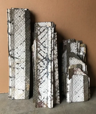 Forro 108 pies Antiguo trébol gótico en mal estado borde de techo de hojalata de colección 1806-23B Foto 1 de 4