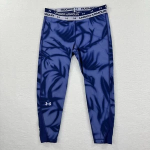 Under Armour Pants Girls Youth XL Tie Dye Blue Cropped Tights Base Layer - Picture 1 of 7