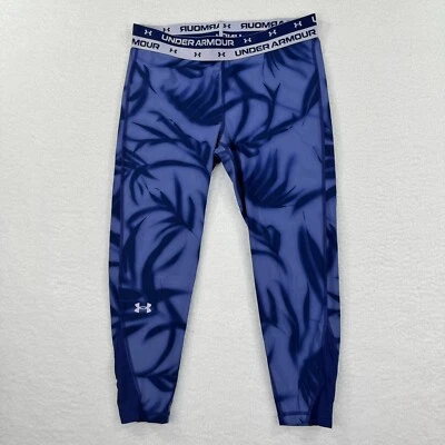 Under Armour Pants Girls Youth XL Tie Dye Blue Cropped Tights Base Layer - Image 1 of 4