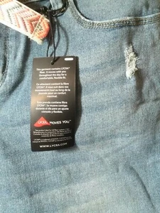 MUDD Girl’s Blue Jean Bermuda Shorts Sz 16 Raw Cuff Adj. Waist Belt Ripped/torn - Picture 1 of 11