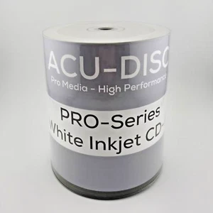 100 ACU-DISC White Inkjet Printable Blank CD-R 52x CD Discs 700MB 80 mins A+ - Picture 1 of 1