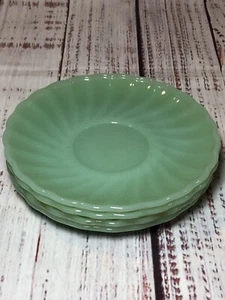 Set Of 4 Anchor Hocking Fire King Jadite Shell Swirl Saucer 5 3/4” - Picture 1 of 7