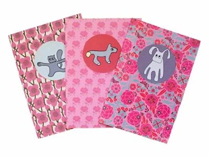 3x Notebooks Notebook Exercise Book Miniblings Handmade Kalle fuchs Animal Pink - Picture 1 of 2