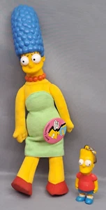 Vintage Marge Simpsons 12" Doll Toy Plush 1990 Bart Simpson Key Ring 3.5” - Picture 1 of 4