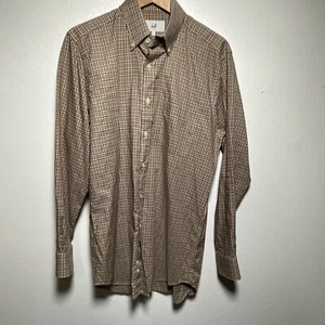 Dunhill London Shirt Men’s Large Brown/White VTG 80's Plaid Checked Long Sleeve - Picture 1 of 12
