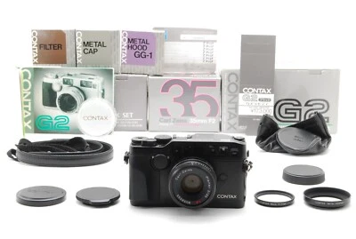 【MINT w/Hood,Strap,Box】 Contax G2 Black + Planar 35mm F2 Lens from JAPAN J37 - Image 1 of 4