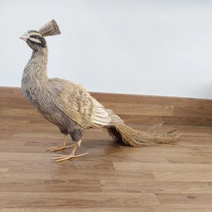 Rare & Unusual Straw Peacock Figure Made From Dried Plants Vintage 24cm Tall - Picture 1 of 24