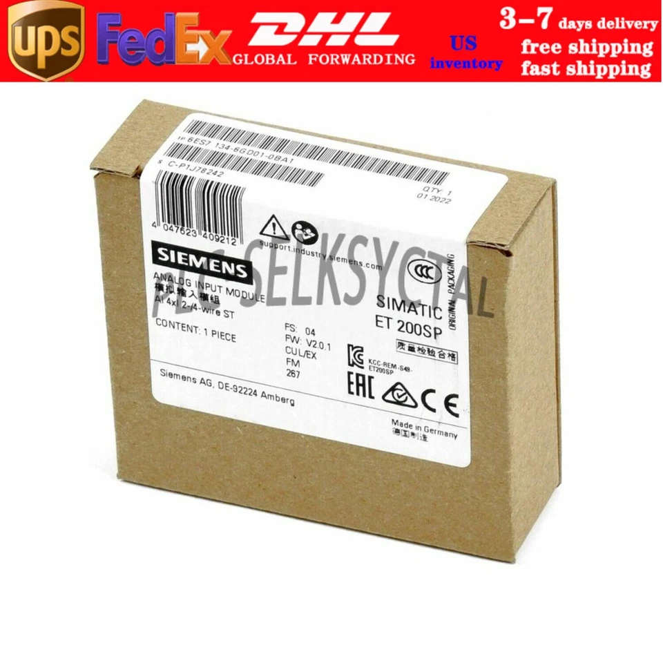 New Siemens 6ES7134-6GD01-0BA1 ET 200SP ANALOG INPUT MODULE 6ES7 134-6GD01-0BA1 - Image 1 of 1