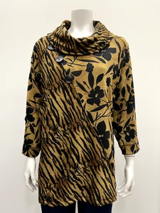 Thomas&Olivia Damen Plus Print Pullover 3/4 Roll Riegel Ärmel Wasserfallausschnitt Bluse - Bild 1 von 1