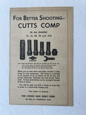Mirilla de pistola Lyman anuncio impreso vintage 1946 cortes comps para publicidad de escopetas Foto 1 de 2