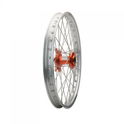 Tusk Impact Complete Wheel - Front 21 x 1.60 Silver Rim/Silver Spoke/Orange Hub Foto 1 de 4