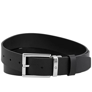 Montblanc Rectangular Shiny Palladium Coated Pin Buckle Men's Belts 126028 - Picture 1 of 2