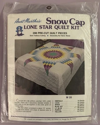 Vintage Aunt Martha's Snow Cap Lone Star Quilt Kit M20 New Sealed - Image 1 of 4