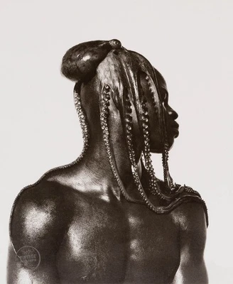 复古 Herb Ritts 印花吉蒙带章鱼双色调雕刻照片 1989 年垫 12x14 — 第 1/2 张图片