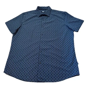 DKNY Short Sleeve Casual Dress Shirt Button Up Men’s Large Blue Lightweight - Picture 1 of 9