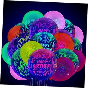 60 Pieces Neon Glow Balloons UV Party Supplies Happy Birthday Glow in The Dark - Picture 1 of 8