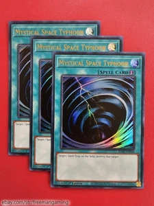 3x Yugioh RA02-EN048 Mystical Space Typhoon Ultra Rare 1st Edition NM Near Mint - Picture 1 of 1