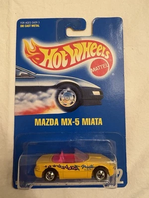 Tarjeta azul de colección 1991 Hot Wheels “Mazda MX-5 Miata” amarilla rara Foto 1 de 2