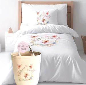Personalised Kids fairy single duvet set, pillow case, nursery bedroom item - Picture 1 of 3
