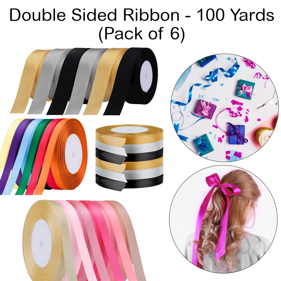 Satin Band Rollen Set Beidseitig Gesicht 92m Weihnachtsgeschenk Wrap Dekor 91.4m - Bild 1 von 1